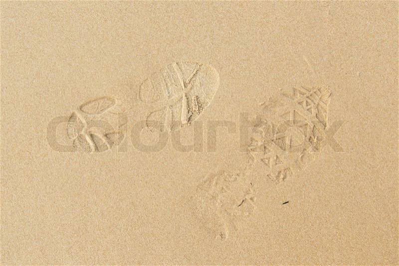 Sand, footprint, beach, sea summer, stock photo