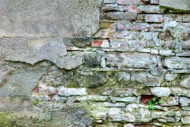 Old obsolete stone wall texture, stock photo