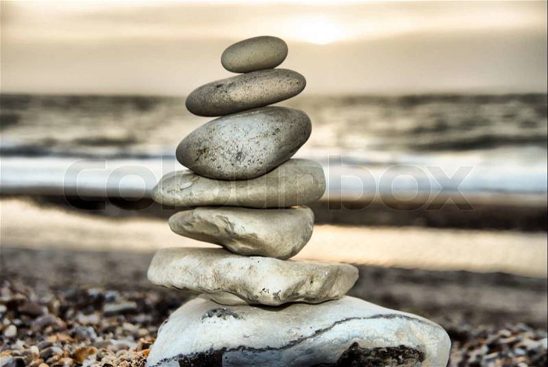 Stone tower on the Beach, stock photo