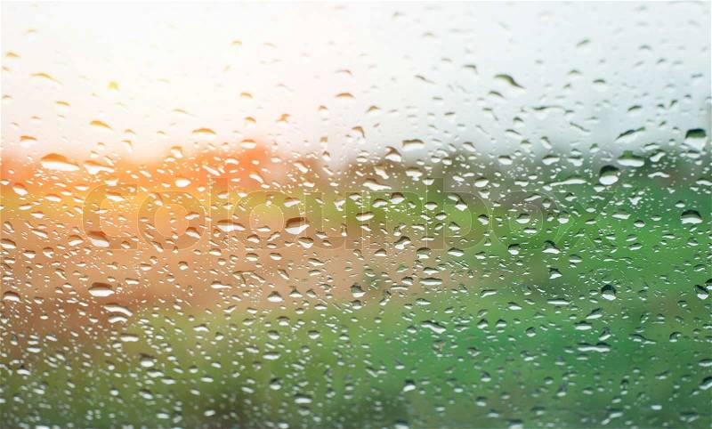 Rain drops on a window,depth of field, stock photo