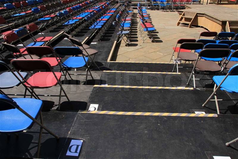 Composition of the folding chairs in the open air in summertime, stock photo