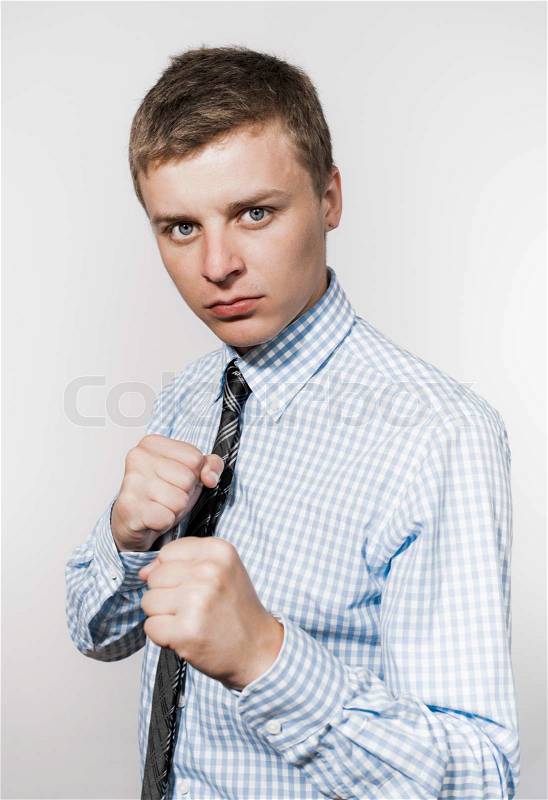 Business man ready to fight for job , stock photo