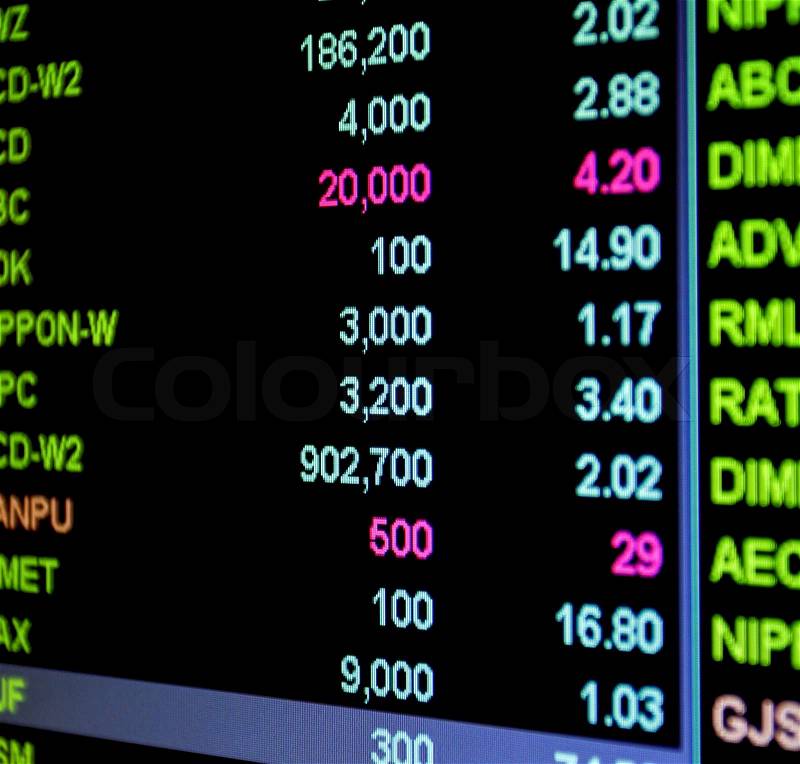 Display of Stock market quotes, stock photo