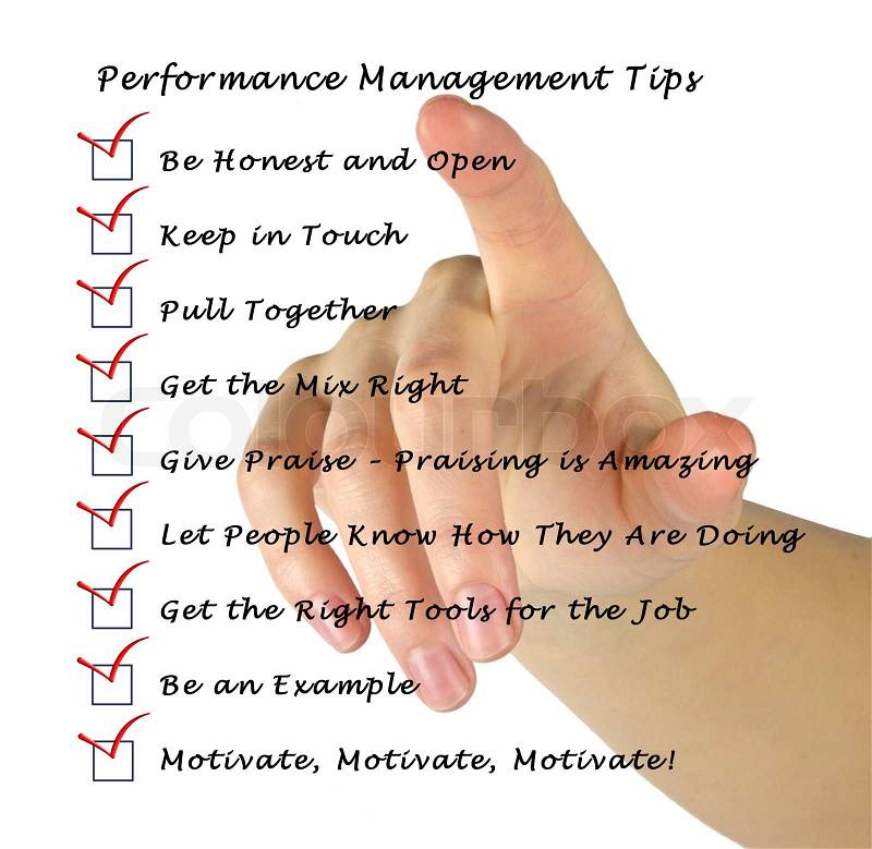 Performance management tips, stock photo