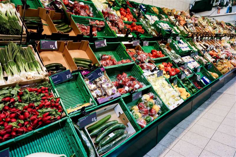 Market vegetables. Vegetables Displayed on a Market Stall, stock photo