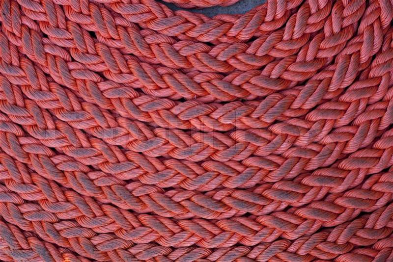Red nylon rope texture, stock photo