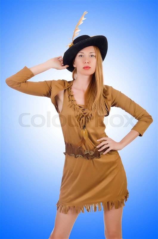 Woman pirate isolated on the white, stock photo