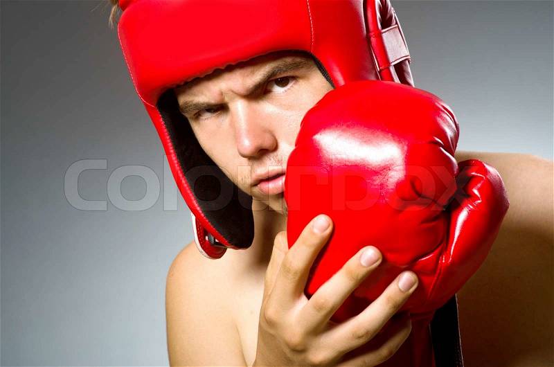 Funny nerd boxer in sport concept, stock photo