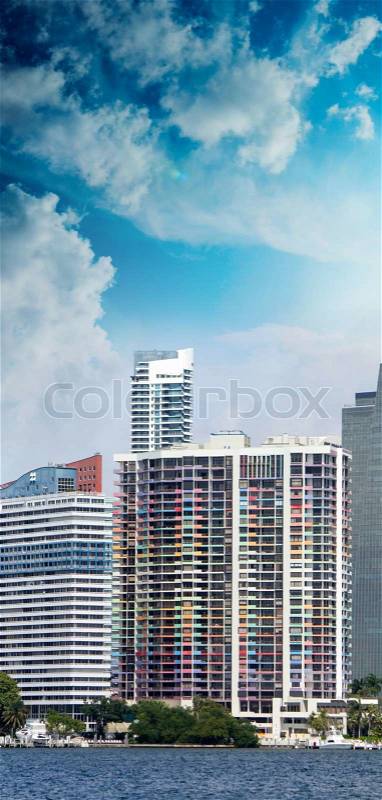 Buildings and skyline of Miami, Florida, stock photo