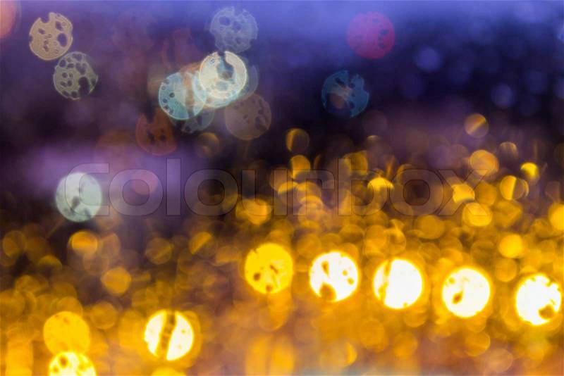 Abstract background light, blue and yellow blur cheese balls of different diameters, stock photo
