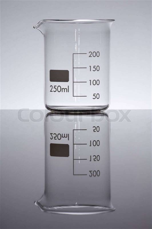 Beaker two hundred fifty milliliters, stock photo