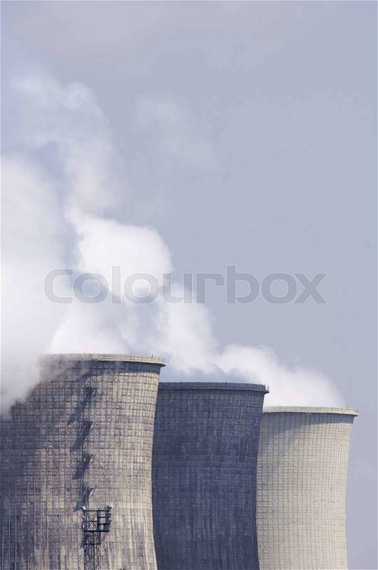 Smoking chimneys of a thermal power, stock photo
