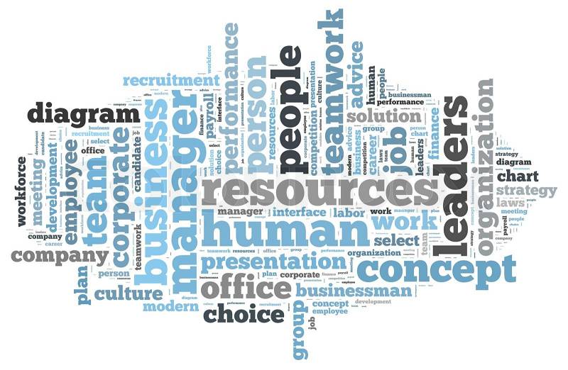 Human resources info-text graphics and arrangement concept on white background (word cloud) , stock photo