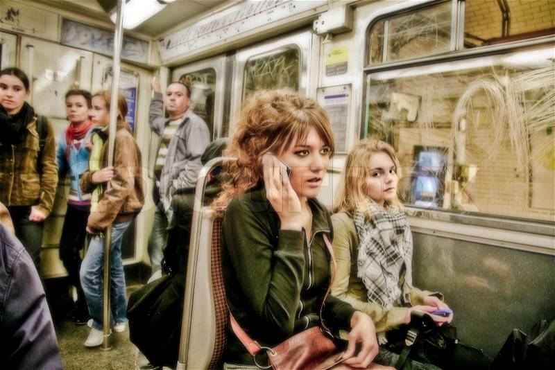 Young passengers the Metro - Paris, France, stock photo