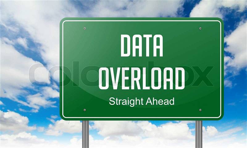 Data Overload - Highway Signpost on Sky Background, stock photo