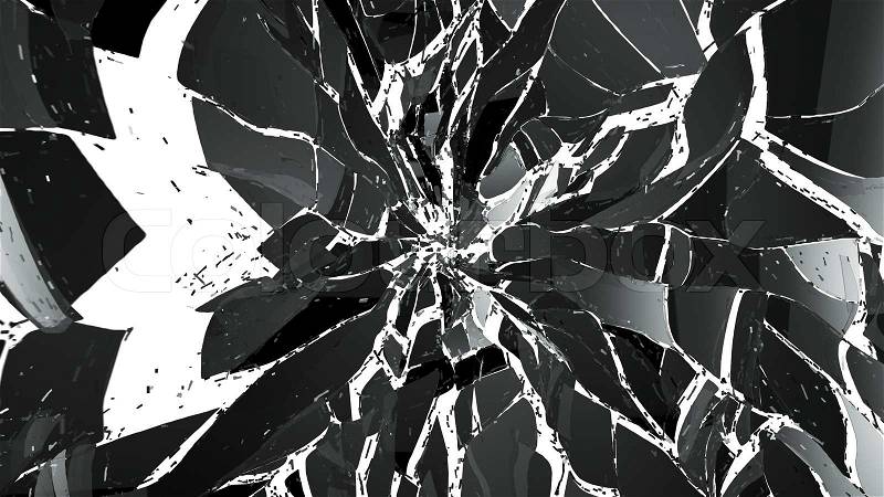 Shattered pieces of glass on white. Large resolution, stock photo