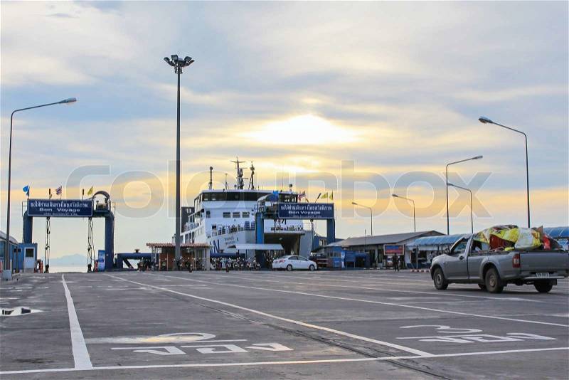 Sea port of seatran ferry terminal a pier koh samui,surat thani province,thailand travel, stock photo
