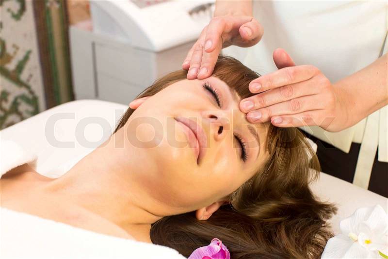 Massage and facial peels at the salon cosmetics, stock photo