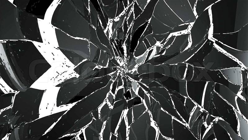 Demolished or Shattered glass isolated on white. Large resolution, stock photo