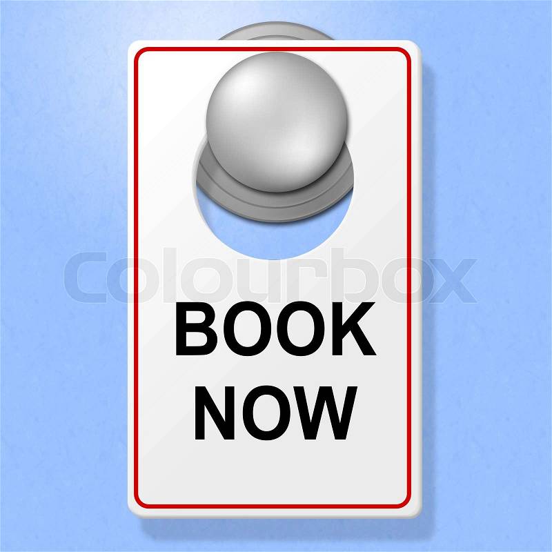 Book Now Sign Represents Double Room And Accommodation, stock photo