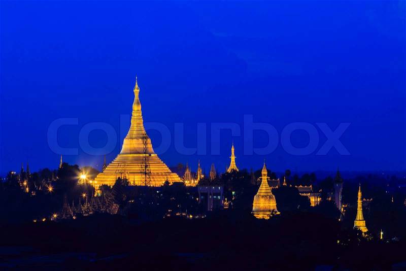 Shwedagon pagoda in Yangon, Myanmar (Burma) They are public domain or treasure of Buddhism, no restrict in copy or use, stock photo