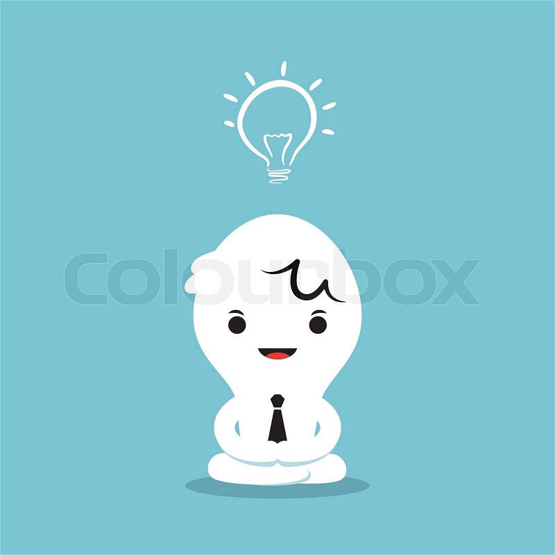 Businessman meditating come up with new idea, vector