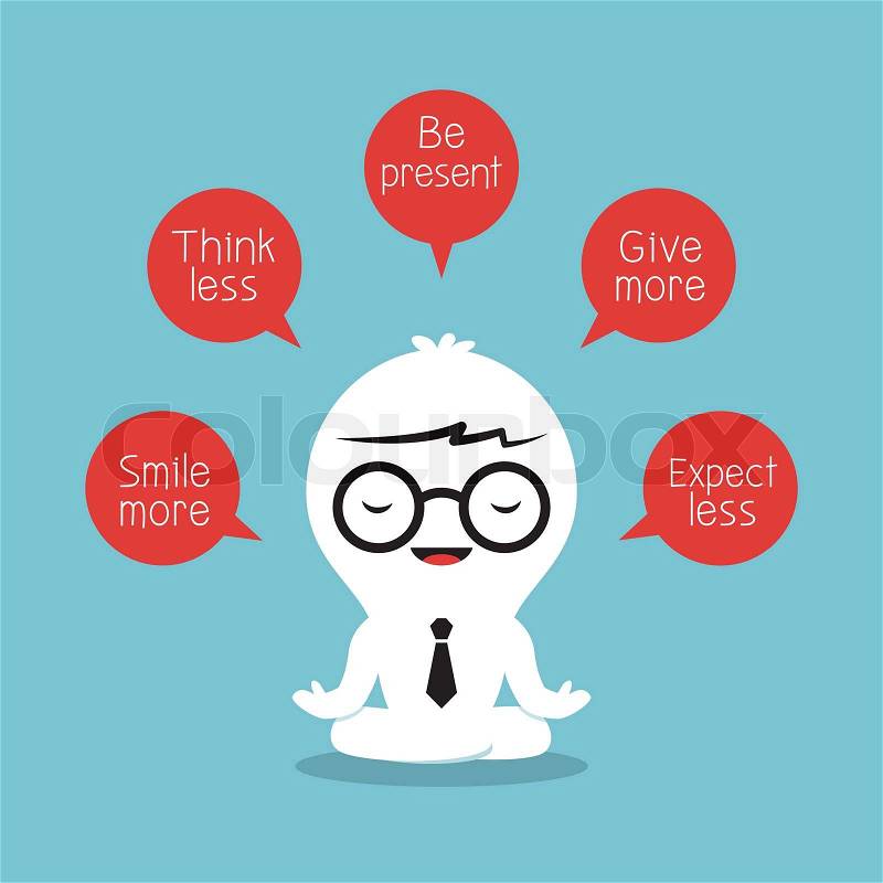 Businessman meditating with positive thinking concept, vector