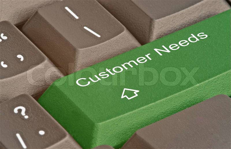 Keyboard with key for customer needs, stock photo