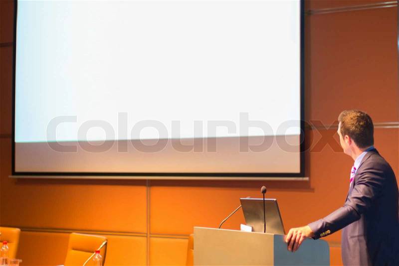 Speaker at Business Conference with Public Presentation. Entrepreneurship club, stock photo