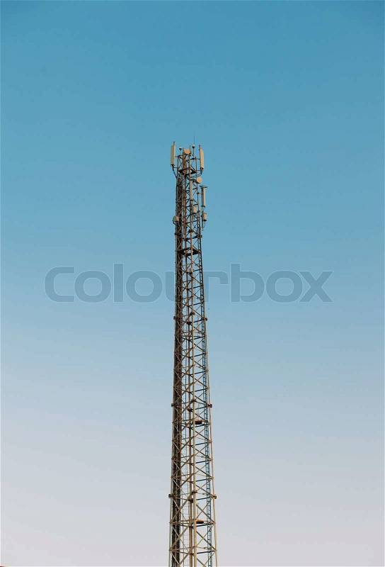 Broadcasting high tower on the sky background, stock photo