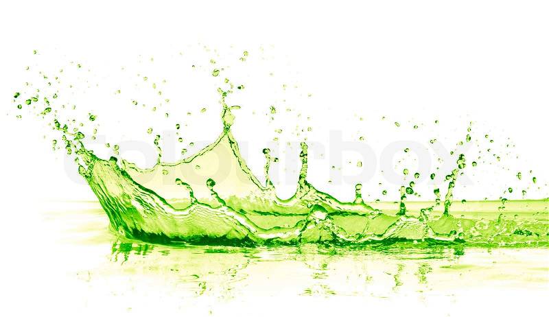 Lime drink splash on white background, stock photo