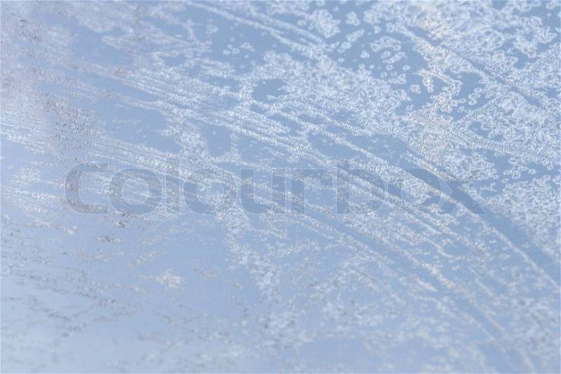 Window car covered with frost stranded on cold mornings, stock photo