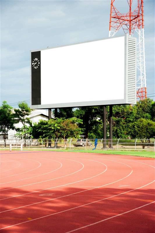 Blank Billboard in Stadium, stock photo