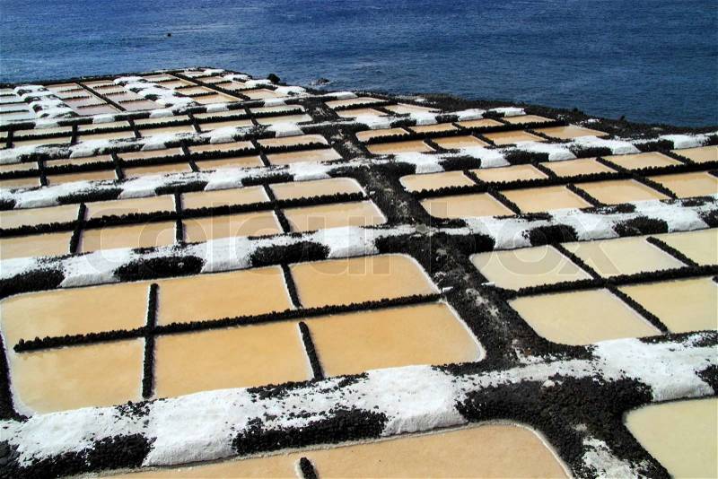 Sea salt production on the Canary Island of La Palma, stock photo