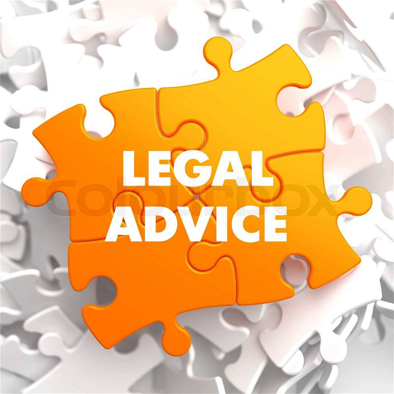 Legal Advice on Orange Puzzle on White Background, stock photo
