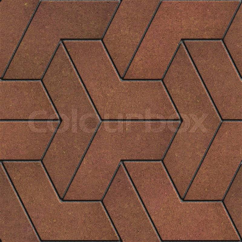 Brown Paving Slabs in the Trefoils form. Seamless Tileable Texture, stock photo
