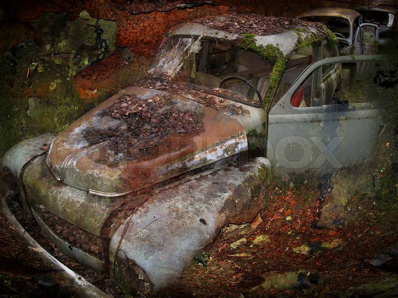 Once upon a time there was a new car. More of my photos worked together to underline time and decay. From the series scrap in the wood, stock photo