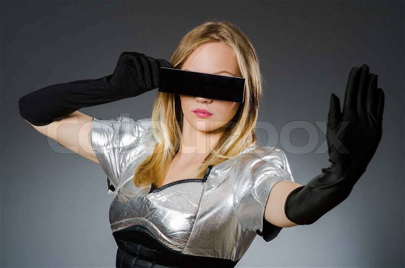 Tech woman in futuristic concept, stock photo