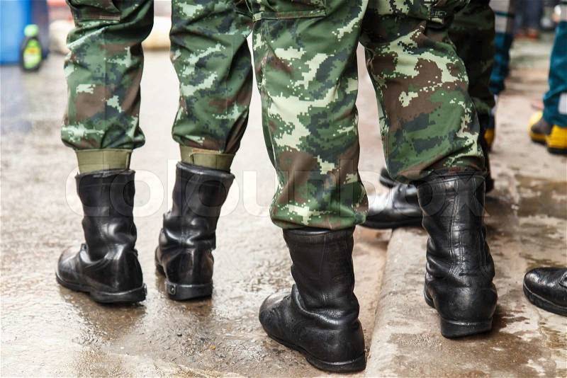 Thai Soldier - boots close-up, stock photo