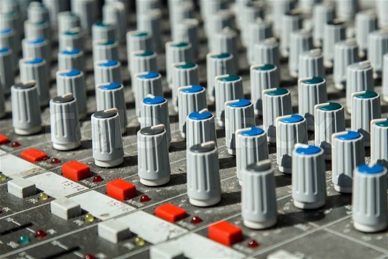 Close up Audio mixing console, stock photo