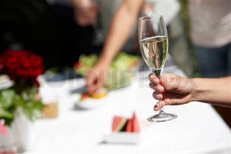 Summer drink - cold white wine, stock photo