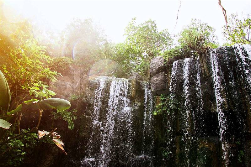 Beautiful view of waterfall in jungle, stock photo