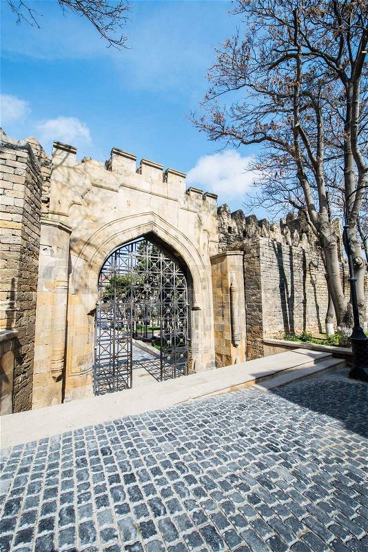 Old gates in Icheri Sheher, Baku Azerbaijan, stock photo