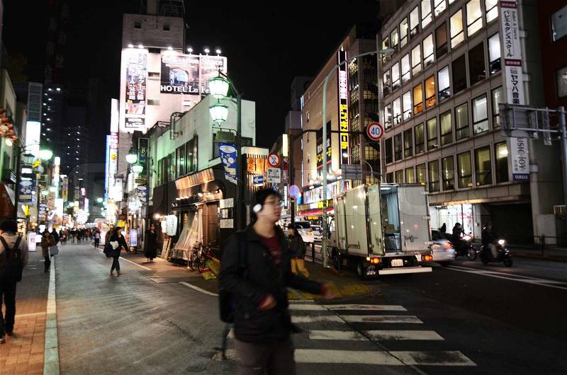 Tokyo, Japan - November 25, 2013: People visit commercial street in the Kichijoji district on November 25, 2013 in Tokyo, Japan. Kichijoji is a neighborhood of the city of Musashino in that city Tokyo, stock photo