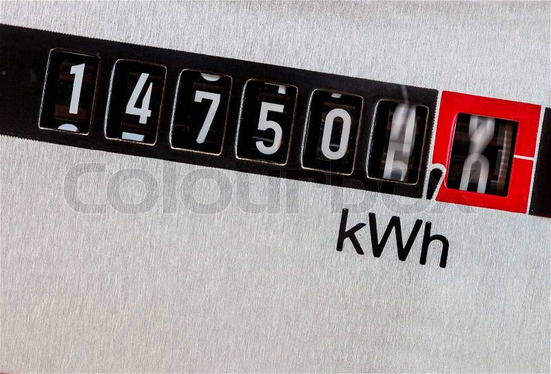 An electricity meter measures the electricity consumed. save symbolic photo for current price and current, stock photo
