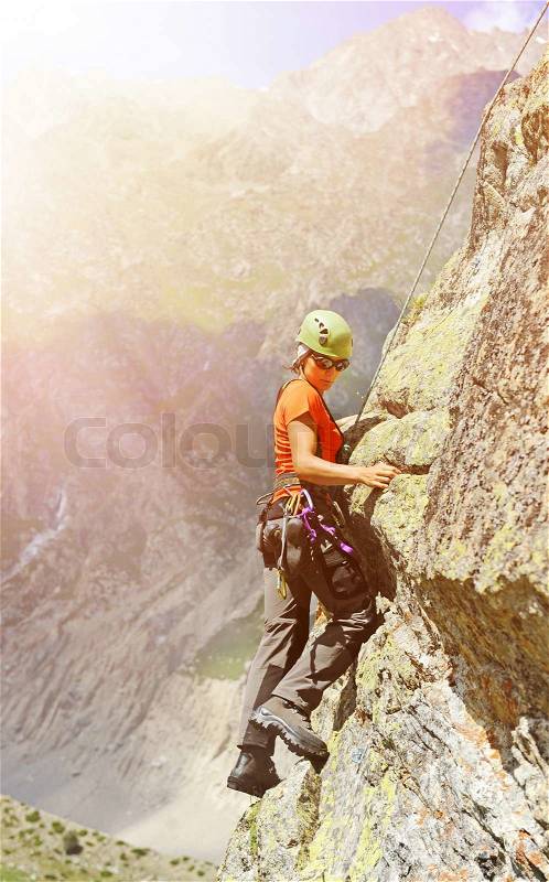 Female rock climber, stock photo