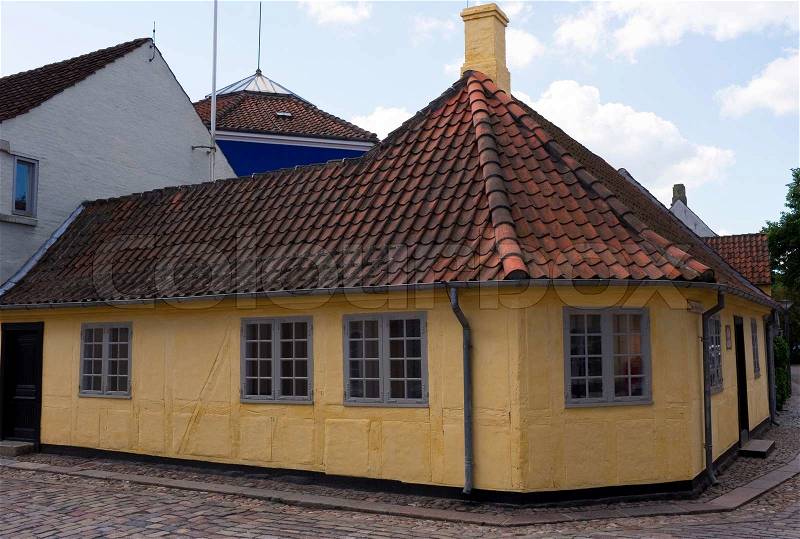 The Danish fairytale writer Hans Christian Andersen?s house in Odense, Denmark. Today museum, stock photo