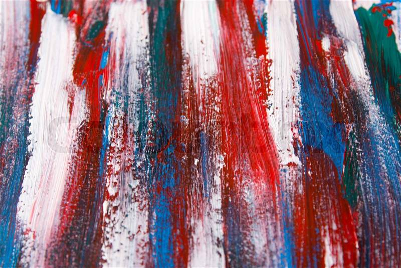 Texture background - blue and red acrylic paint strokes, stock photo