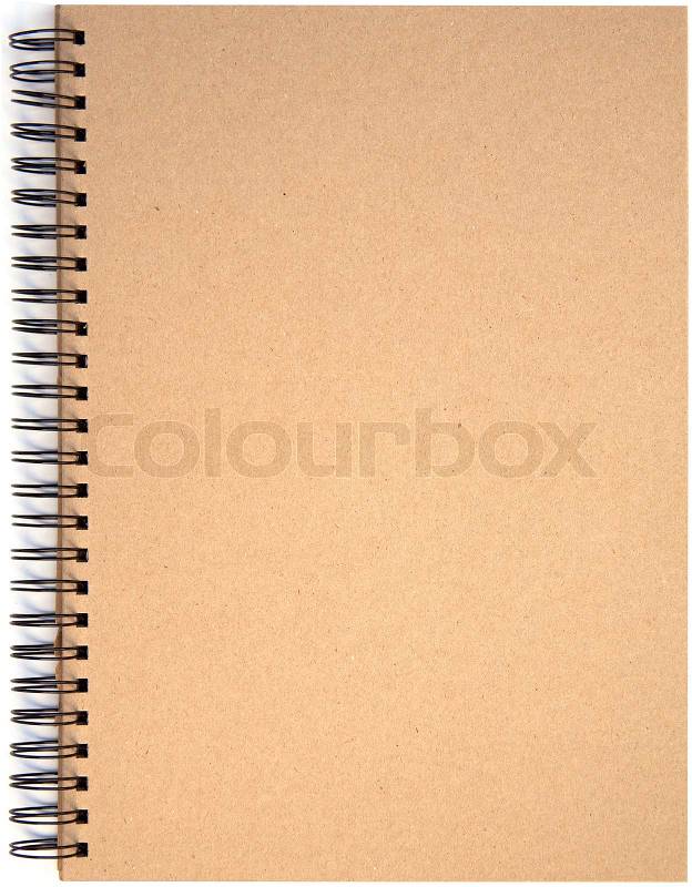 Blank front page cover of spiral bound note pad isolated isolated on white background, stock photo