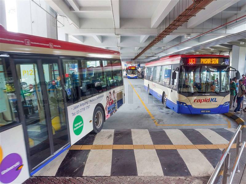 KUALA LUMPUR, MALAYSIA - NOVEMBER 14, 2014 : Public Transport Bus from Pasar Seni LRT Station in Kuala Lumpur, Malaysia, stock photo